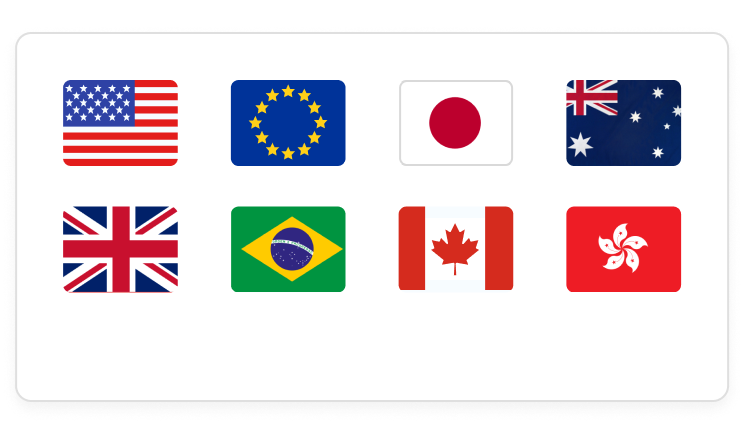 Multi-currency account flags showing global payment support