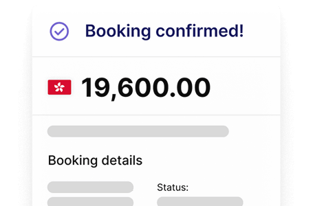 Hotel booking confirmation with virtual card payment