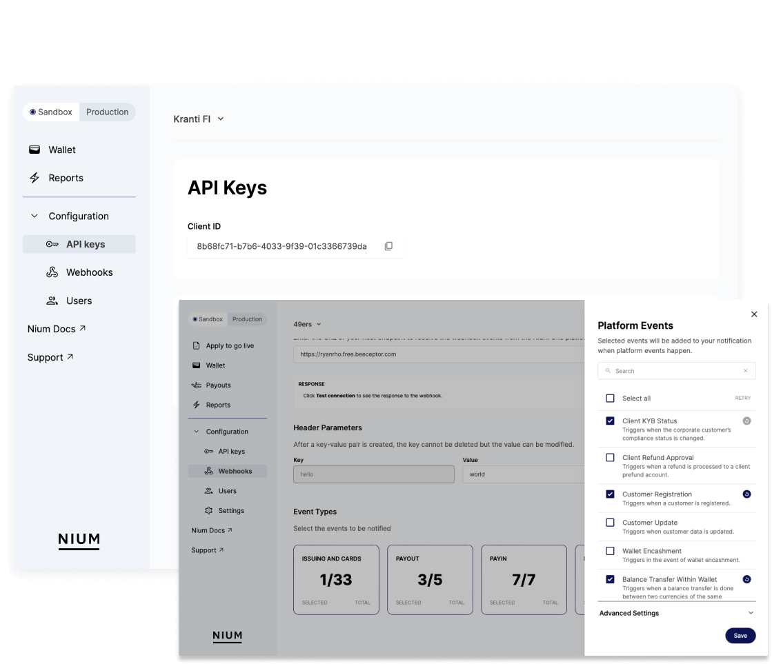 Manage API Keys, Webhook Configuration and User Management With Self-Service Tools